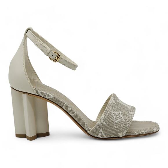 Louis Vuitton Monogram Denim Silhouette Sandals in Ivory (36.5) - Picture 3 of 8